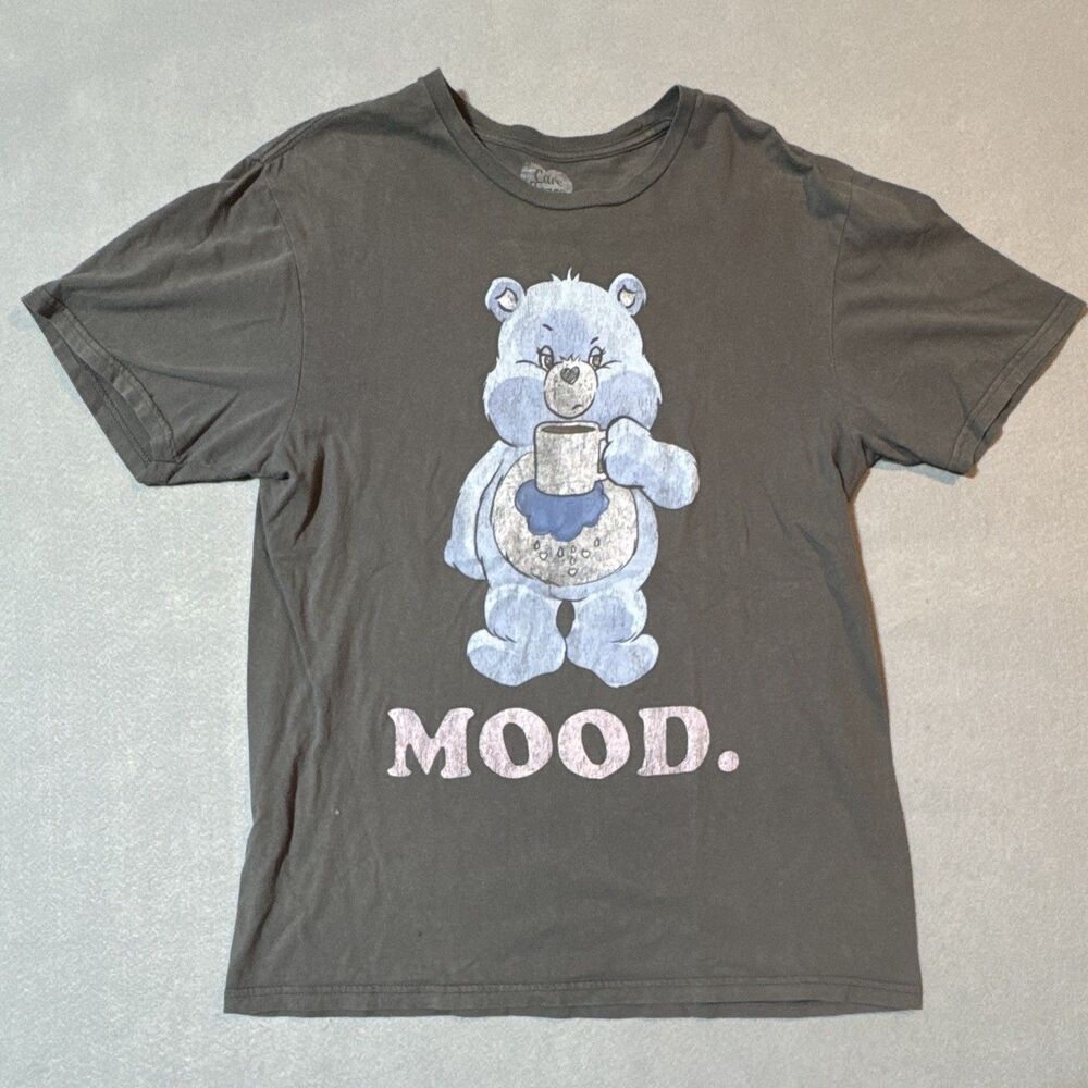 Care Bears Grumpy Bear Mood Gray Graphic Cotton Knit Crew Neck T-Shirt Size M